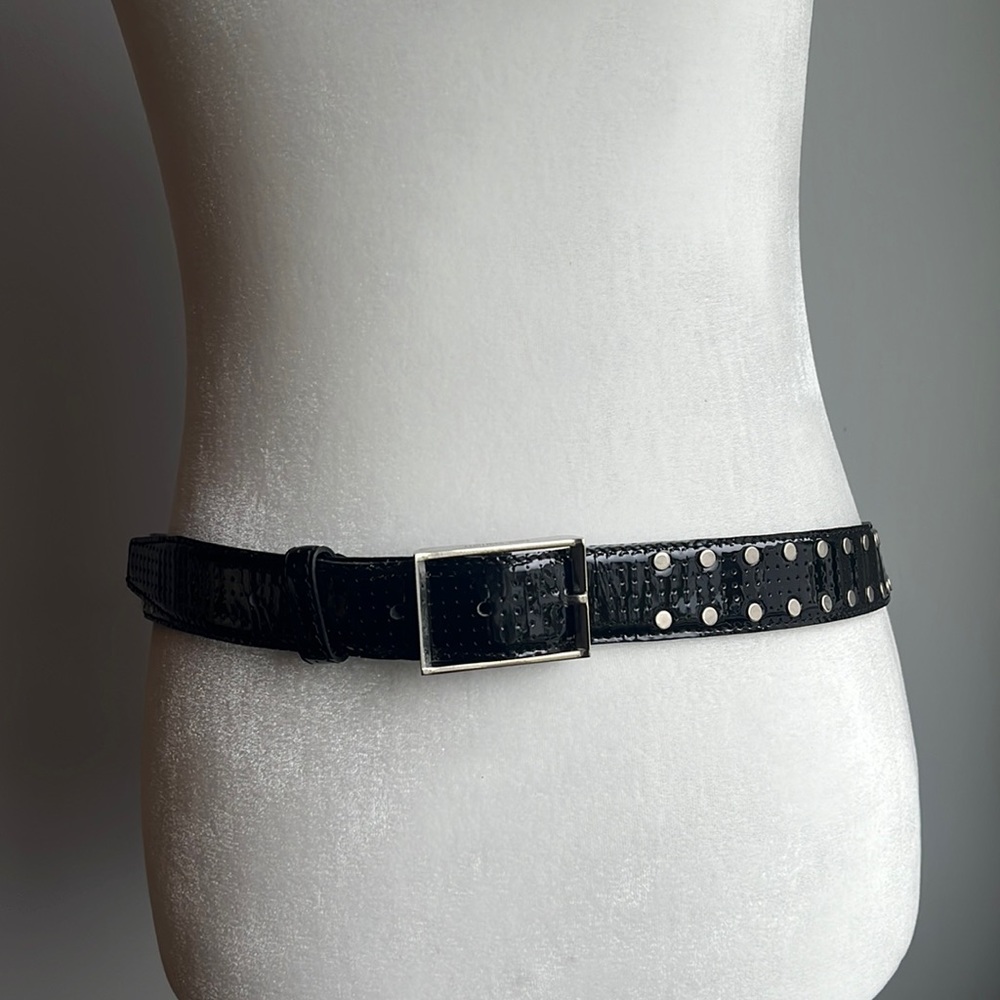 Neil Barrett patent leather studded belt